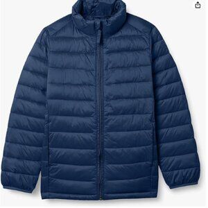 Boys Lightweight Water-Resistant Packable Puffer Jacket - XL - Navy